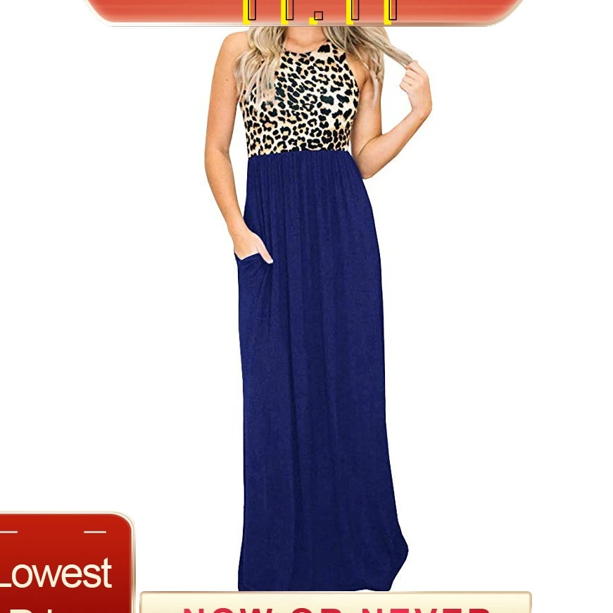 Женское длинное тонкое платье с леопардовым принтом летняя мода без рукавов