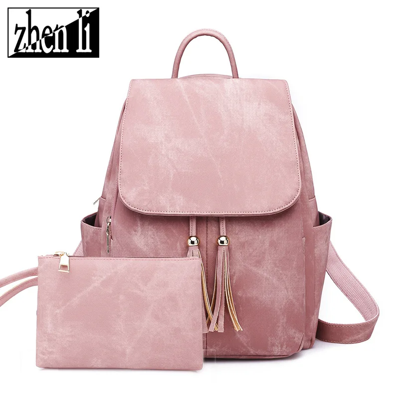 Women Casual Backpack PU Leather School For Teenager Girls Travel Vintage Solid Shoulder Bags | Багаж и сумки