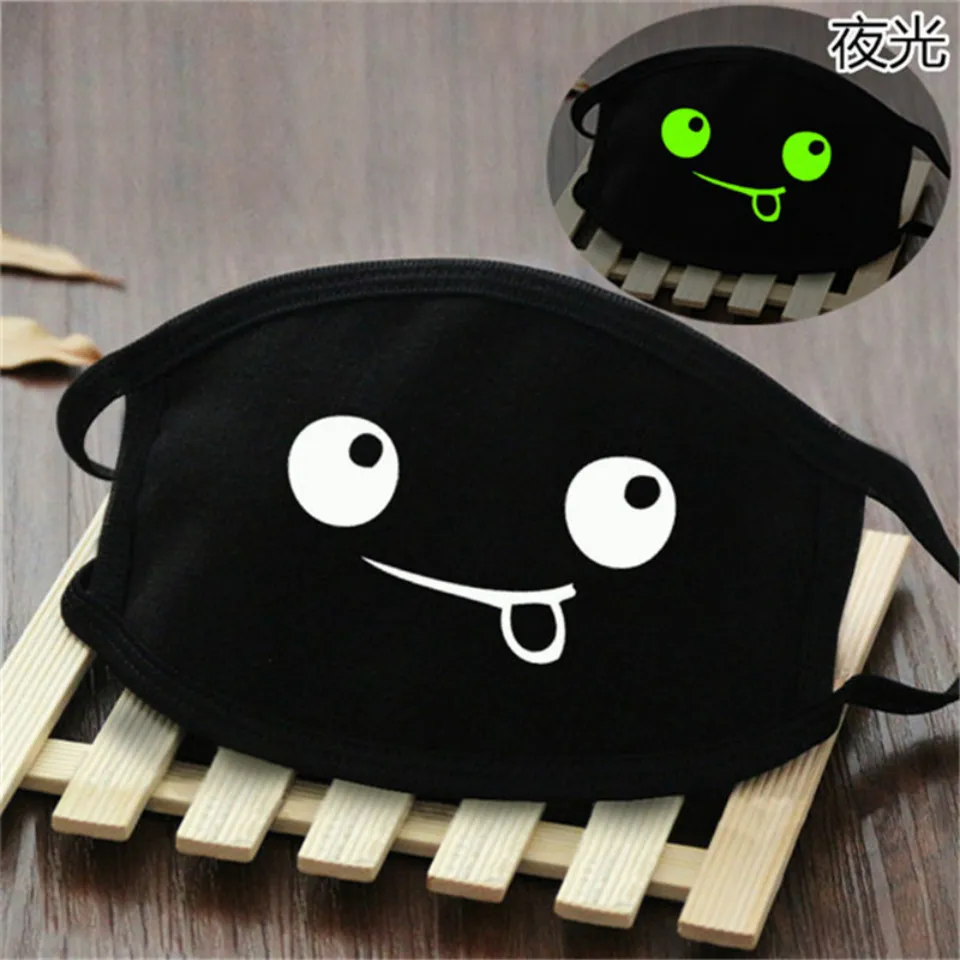 Мужская и женская черная светящаяся маска для лица 1 шт. рта с изображением