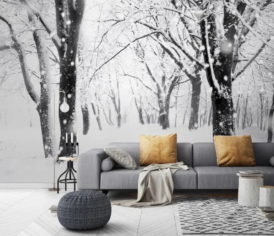 3d Снежный лес обои для Гостиная Спальня диван ТВ фон облицовка стен фото природа