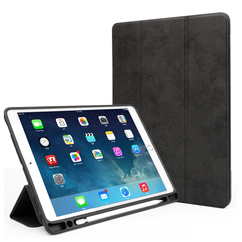 Черный Защитный чехол для планшета для нового ipad 10,2 7-го поколения с держателем для ручек ПУ+ ПВХ чехол умная скобка чехол для ipad 10,2 дюймов - Цвет: Черный