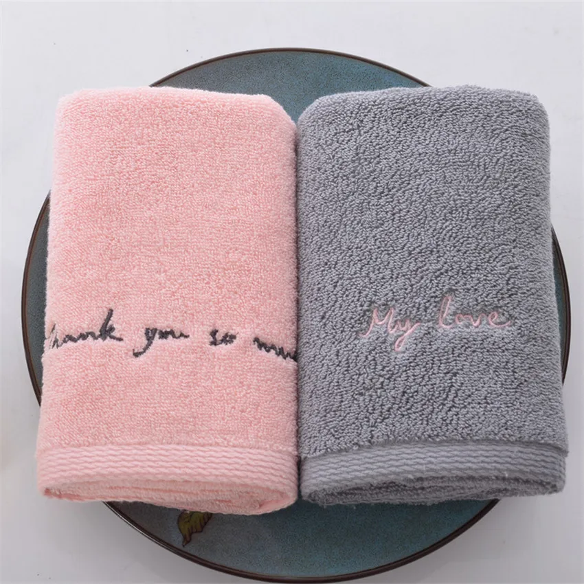 

Egyptian Cotton Towels for Adults Sweet Letters soft Embroidered Bath Face Towel Bathroom Shower Gift for Lovers Towels