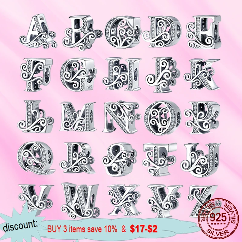 Новинка 2020 искусственная серебряная буква алфавит подвеска с именем бусина