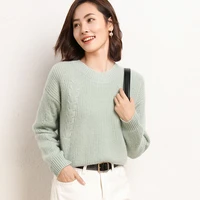 cashmere sweater womens pullover 2021 winter new casual solid color 100 wool sweater round neck padded ladies top