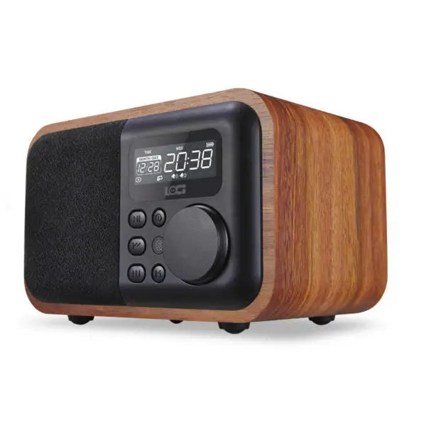 

iBOX D90 Wooden Subwoofer Alarm Clock Microphone bluetooth Speaker Support U Disk TF Card AUX