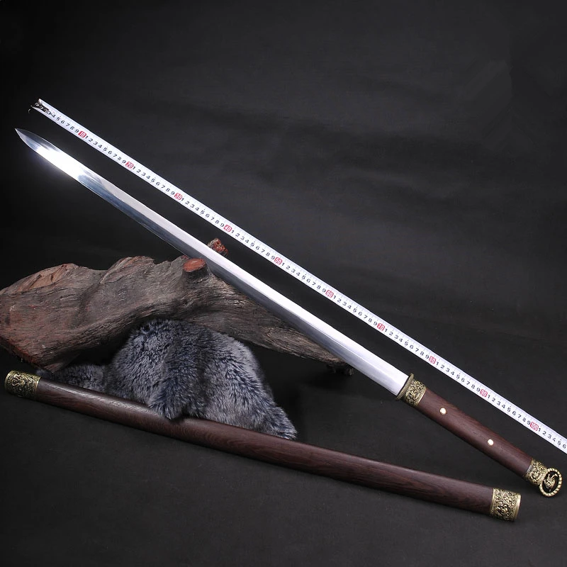 

Chinese Classic Ring Head Sword Full Tang Nail Handle 105cm 1.3kg Manganese Steel Blade Rosewood Scabbard Free Shipping