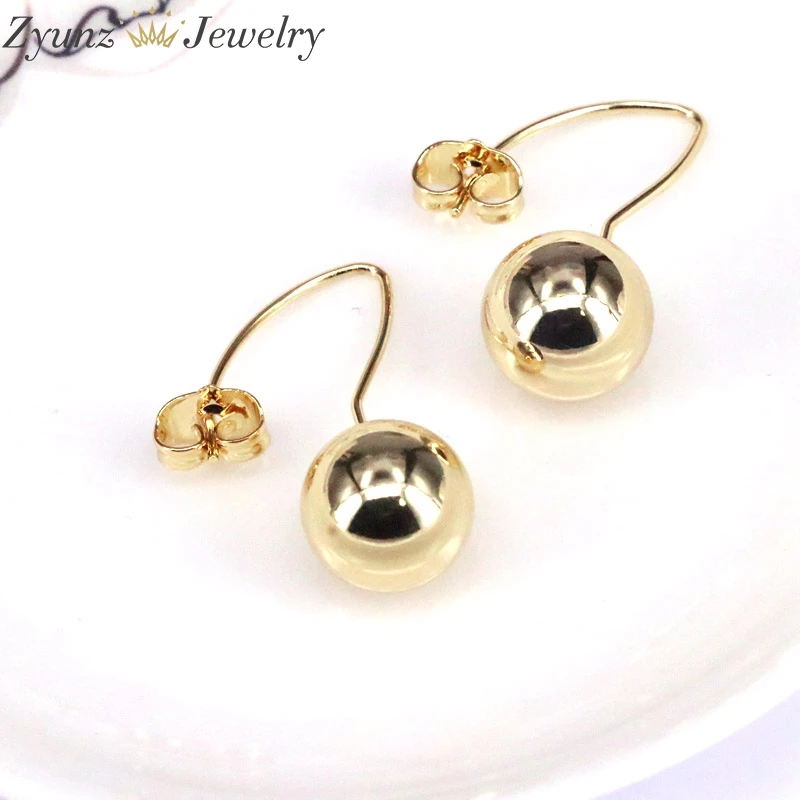 

5 Pairs, Women Girls Gold Color Stud Earrings Round Ball Bead Jewelry