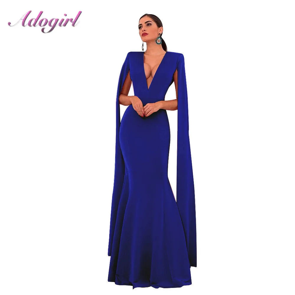 Элегантное осеннее облегающее длинное платье Adogirl без рукавов с глубоким V