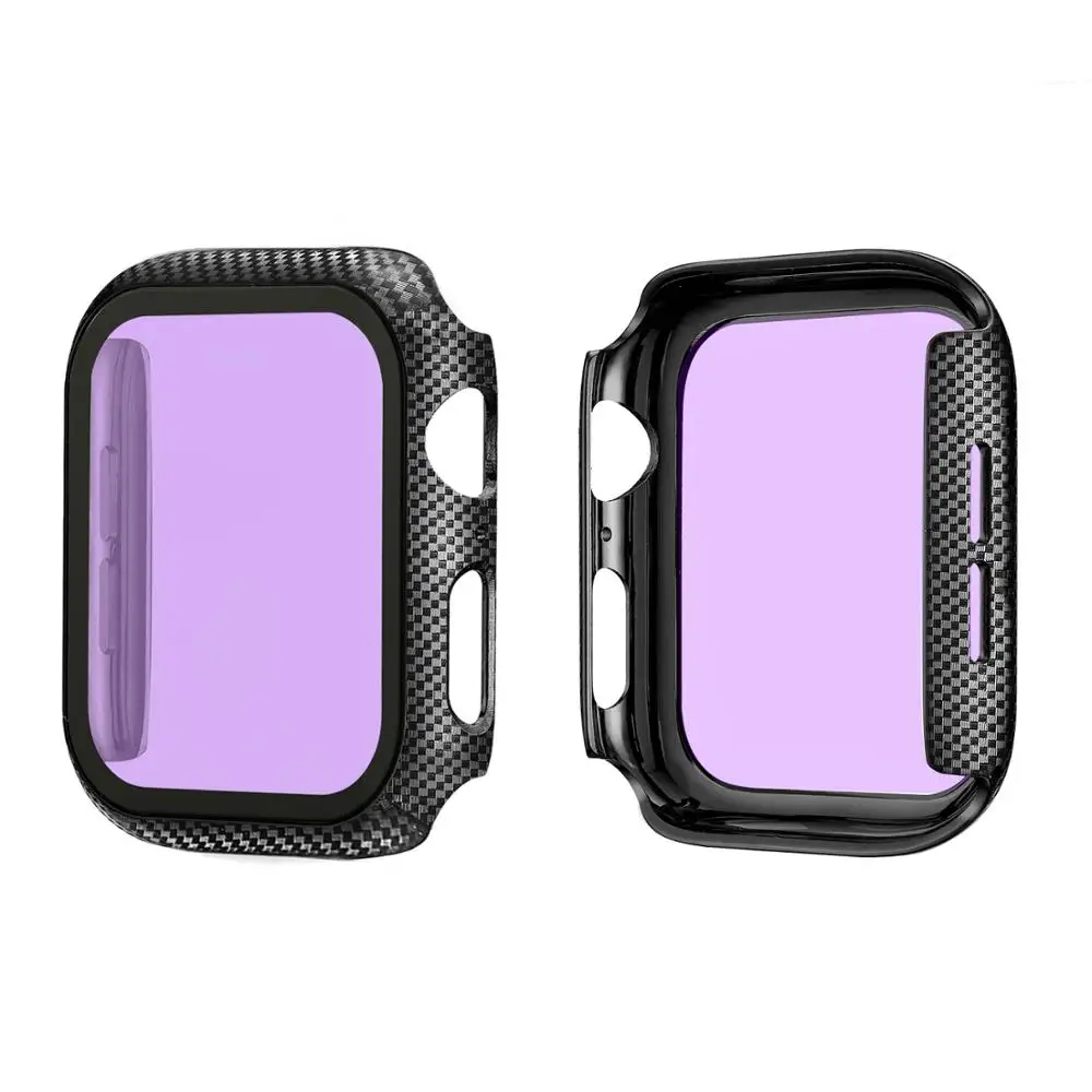 Стекло + крышка для Apple watch чехол 38 мм 42 аксессуары бампер из углеродного волокна
