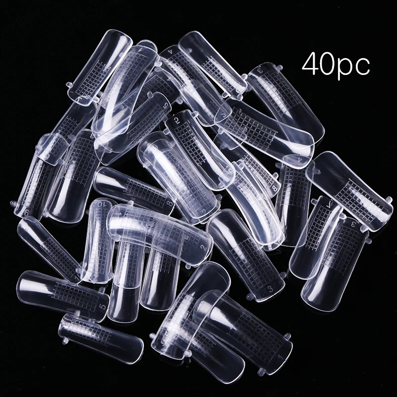 40pcs nail tips LILYCUTE, 20 мл, быстрое строительство, УФ-гель, полиполивинилхлорид, для наращивания ногтей, гель, обнаженный белый, прозрачный, строительный, для ногтей, плесень, кисть, раствор для скольжения, жидкость - Цвет: 40pcs nail tips