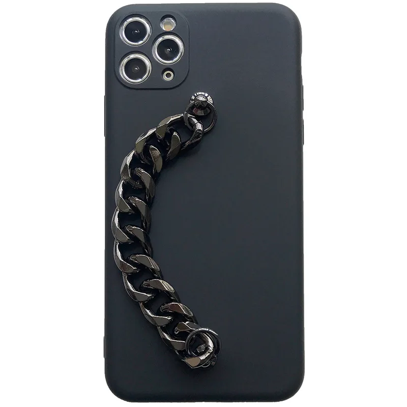 

Black thick chain liquid silicone phone case for Apple iPhone11Promax soft shell 7/8plus/12