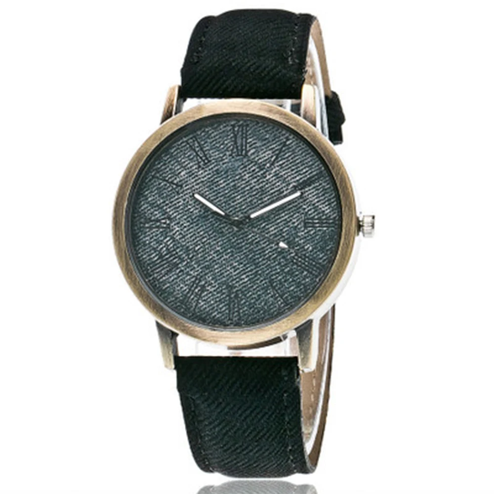 2 шт. женские кварцевые часы джинсовый дизайн наручные с кожаным ремешком Мужские