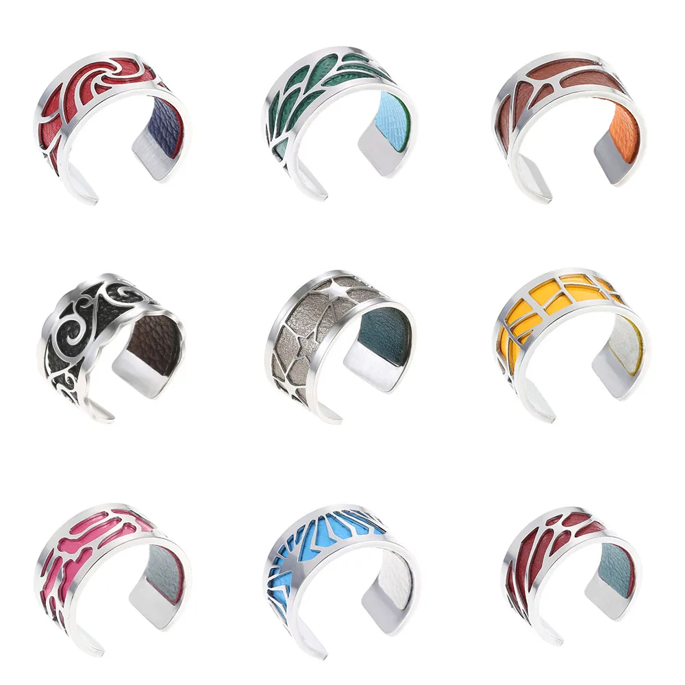 Yoiumit Новинка, роскошное кольцо из нержавеющей стали, женское Сменное кожаное кольцо для женщин, регулируемые серебряные кольца, женское украшение, подарок Вечерние
