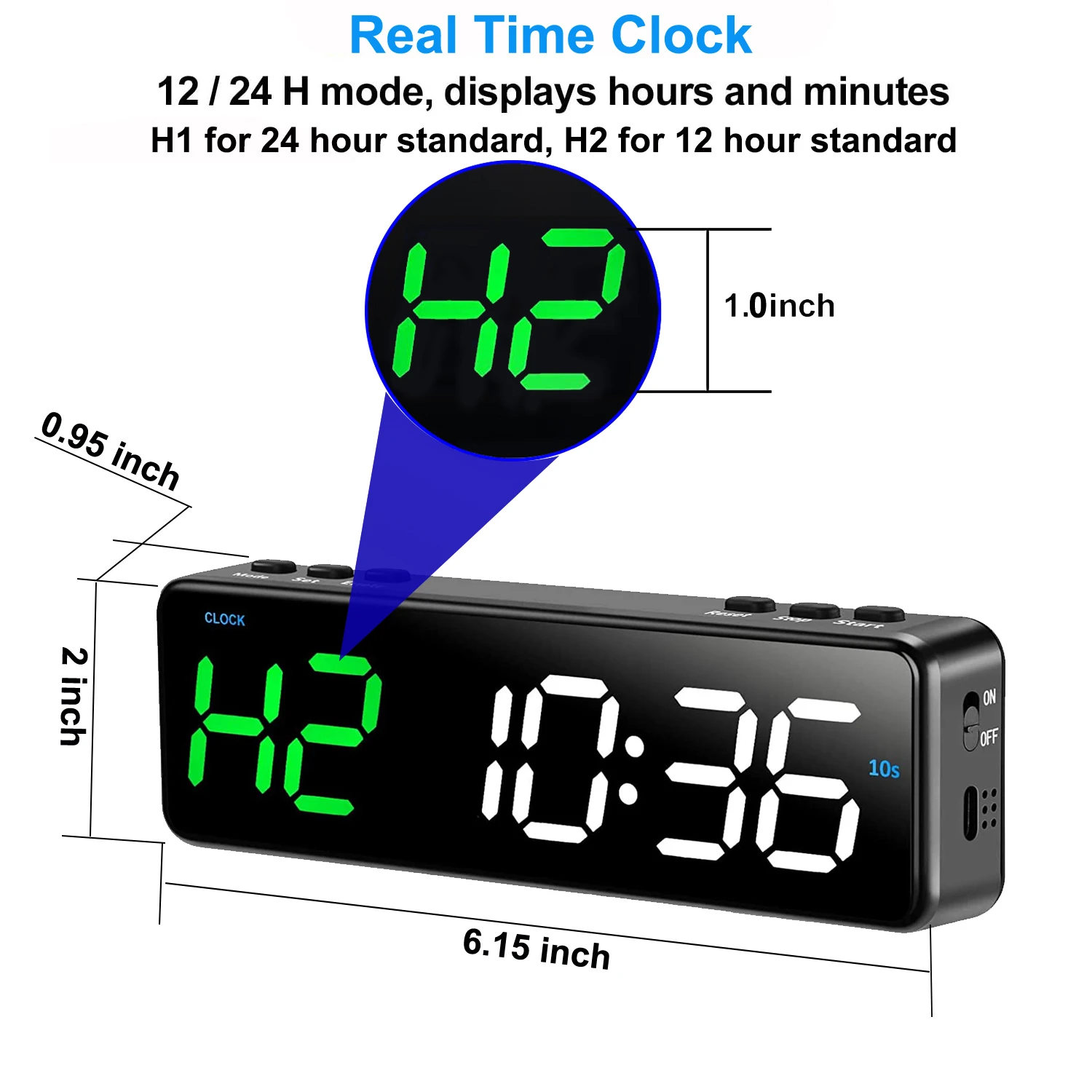 저렴한 휴대용 체육관 운동 타이머, 자기 척추가 내장 된 피트니스 시계, 블루투스 Greenwhite를 통해 무료 모바일 앱으로 제어