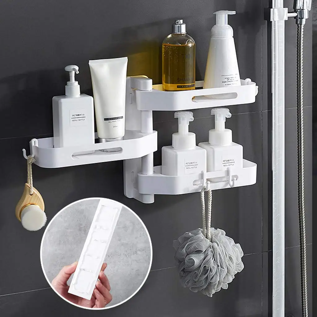 Органайзер для ванной комнаты без дрели вращающийся 3-слойный