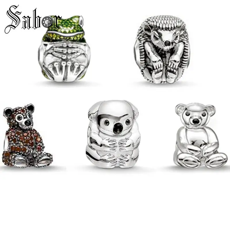 Зеленая лягушка ежик коричневый медведь коала тедди мишка голова бусина модные