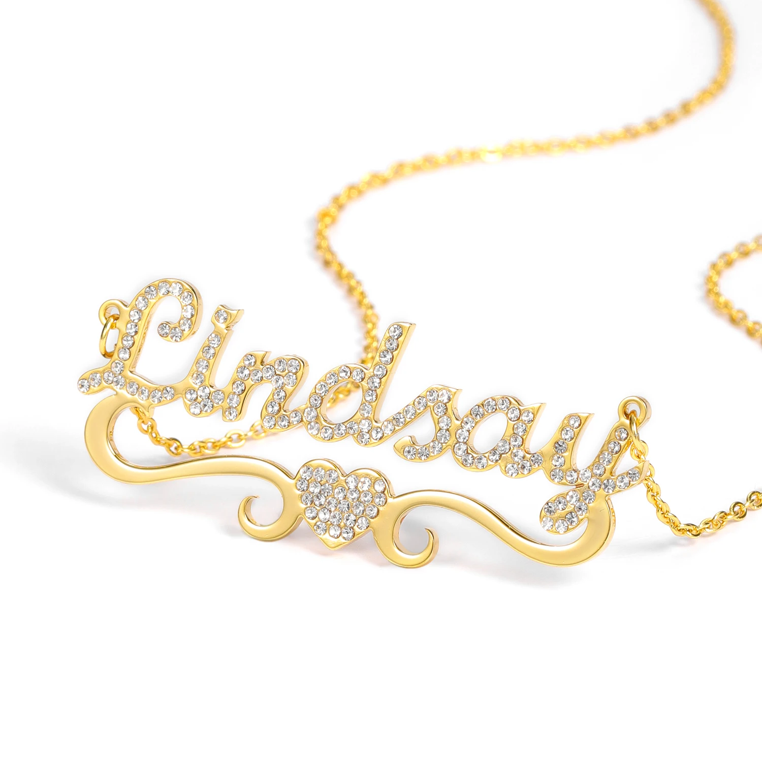 

Personalized Name Heart With Iced Out Necklace & Pendant For Women Blingbling Jewelry Initial Choker Custom Necklace