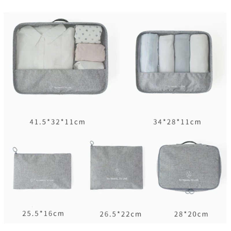 7Pcs/set Travel Packing Cube Bag Organizer Clothe Mesh Storage Bag Cation Underwear Bra Sock Pouch Wash Bags Travel Accessories