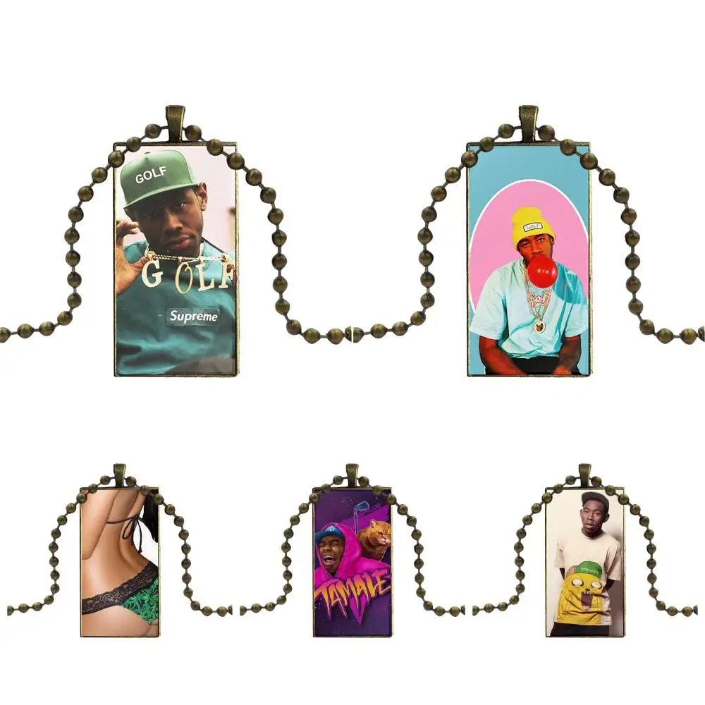 Стекло кабошон колье Подвеска прямоугольное Ожерелье Бронза Цвет ювелирные