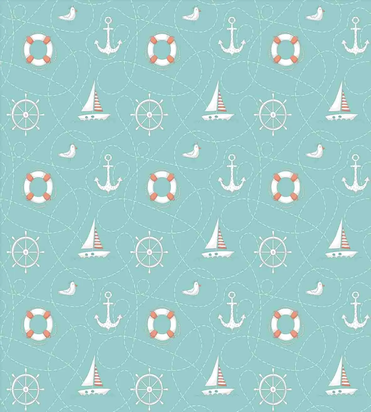 Комплект постельного белья из 3 предметов с пододеяльником якорем и морской