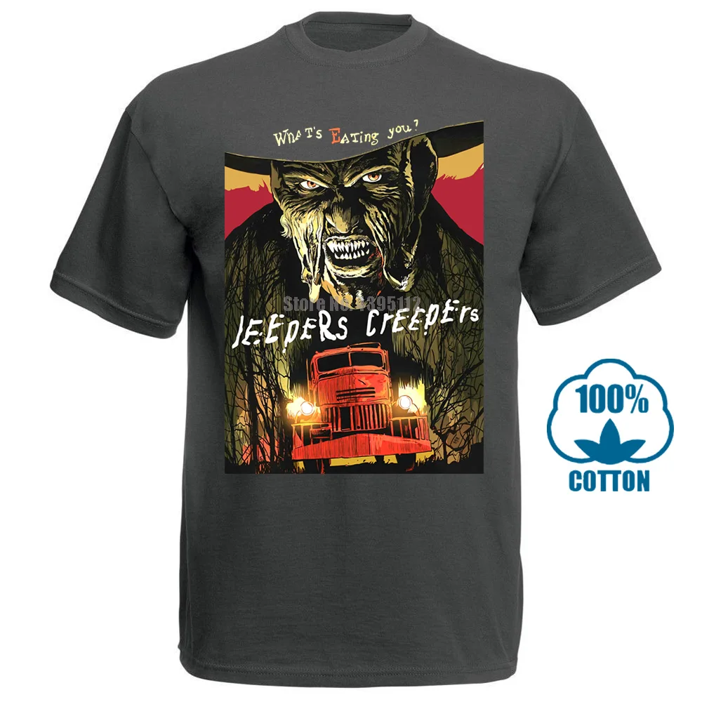 Темно-серый Jeepers Криперс фильм футболка ужас культ - Цвет: Темно-серый