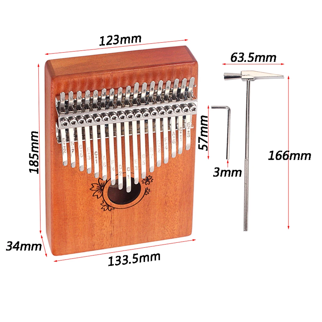 

17Keys Thumb Piano Kalimba - Unique Mbira with Tuning Hammer Kit