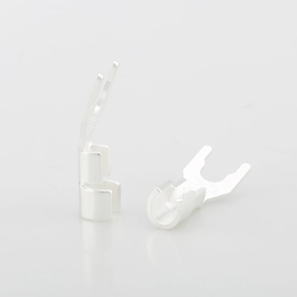 New 8pcs Hi-end Solid Copper plug Silver plated Spade Plug Speaker Cable Wire Connector HiFi Pure Copper Silver plated spade