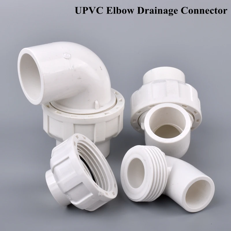 

ID 20~50mm UPVC Elbow Connector Aquarium Fish Tank Joint Water Supply Tube Drain Fittings Garden Irrigation Water Pipe Adapter