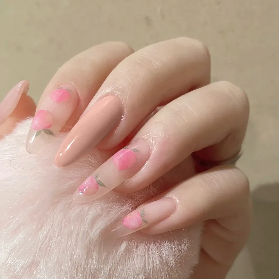 24 шт. розовый персик одежда длинный абзац модного маникюра маникюрный набор