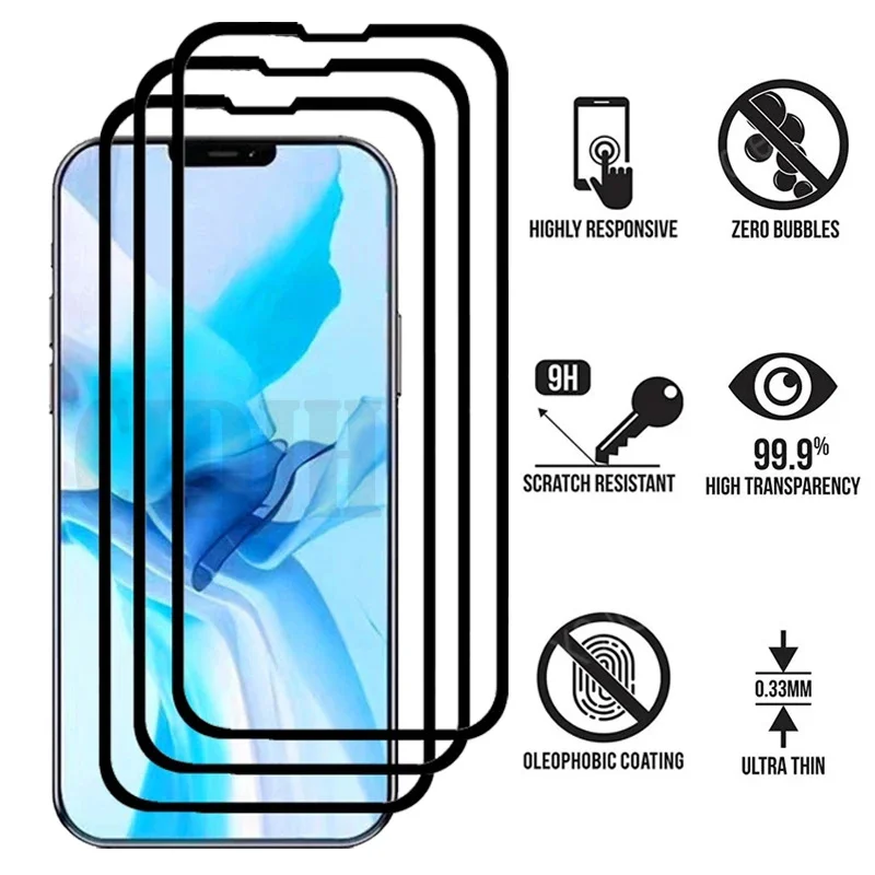 

Transparent Tempered Glass Anti-fingerprint Anti-blue Light Protective Film Phone Full Screen Protector For Iphone 13 Series