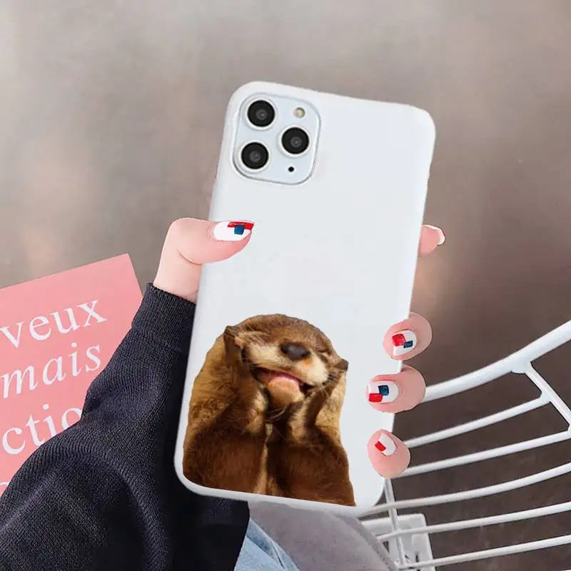 

otter cute cartoon pattern high quality luxury Phone Case funda Candy Color for iPhone 6 7 8 11 12 s mini pro X XS XR MAX Plus
