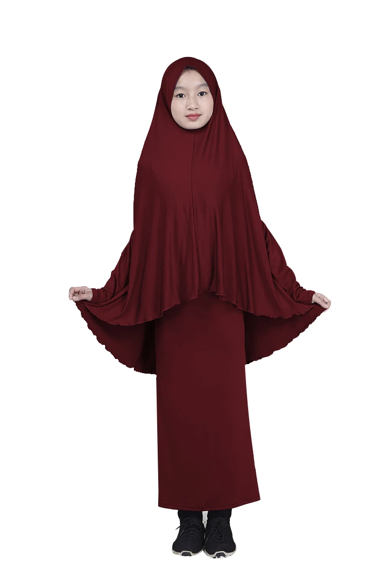 Длинное платье хиджаб Abaya для мусульманских детей и девочек комплект одежды
