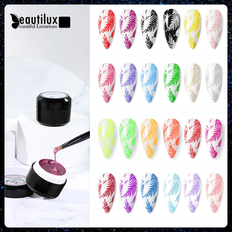 Beautilux Stamping Gel Polish Black White Nail Transfer Gel Soak Off Varnish Oil For Print Nail Art Stamp Plates Manicure1pc  6g