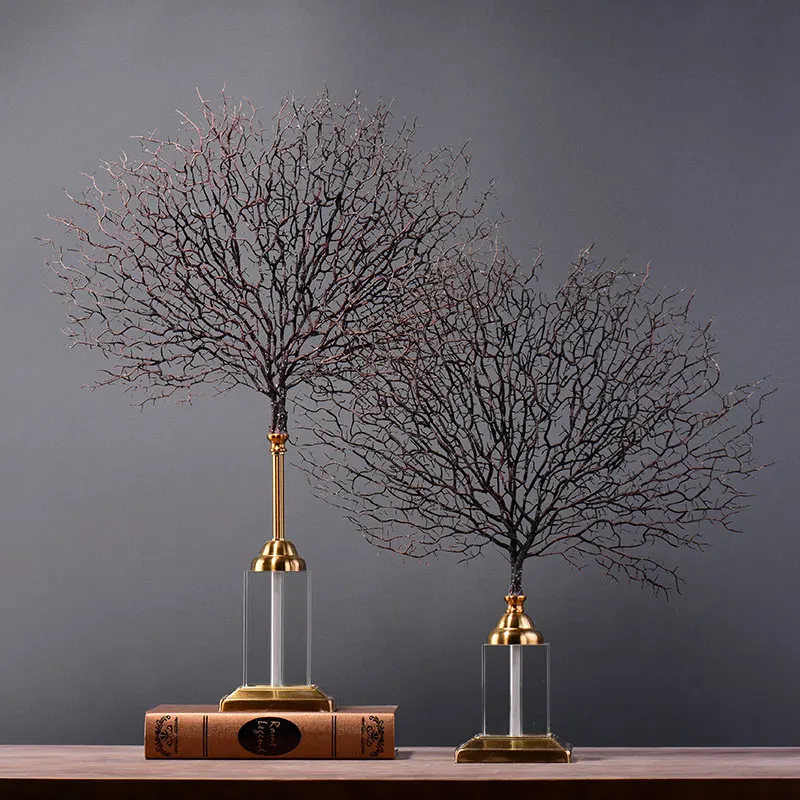 Креативная Коралловая статуя большого размера 67 см с квадратной кристальной