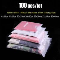 100 pcs frosted clear plastic storage bag ziplock travel bags zip lock valve slide seal packing pouch gift bags
