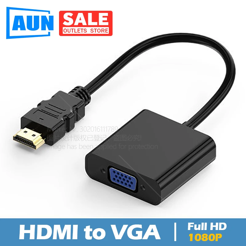 Адаптер конвертер AUN HDMI в VGA HD. Высококачественный переходник типа папа мама для