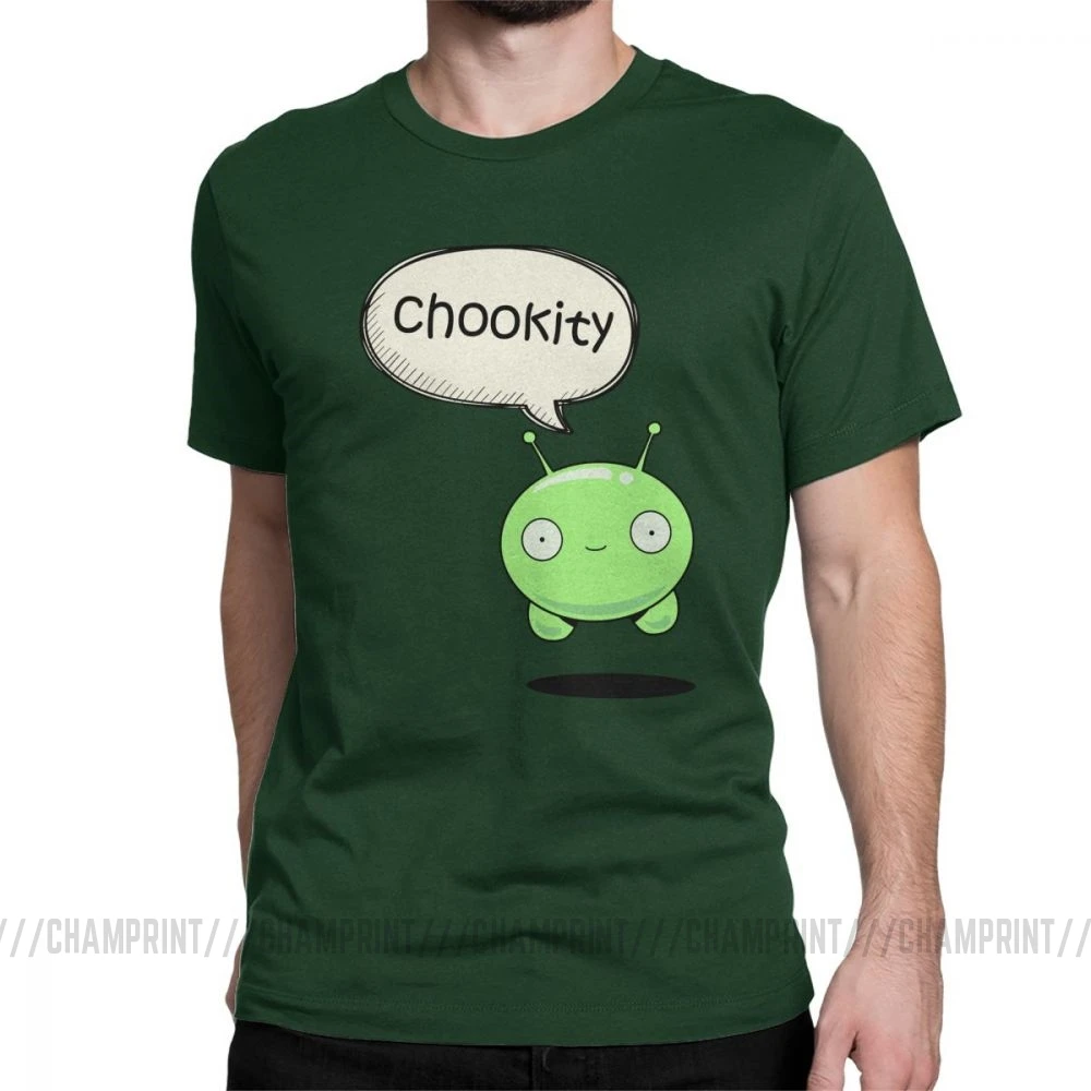 Мужская футболка Chookity Mooncake, Moon Cake Final Space Crazy, топы с круглым вырезом и коротким рукавом, чистый хлопок, футболка с принтом, футболка размера плюс - Цвет: Forest Green