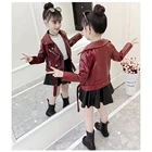 Симпатичные демисезонные пальто для девочек, модные куртки из искусственной кожи в двух цветах s, однотонная детская верхняя одежда из искусственной кожи для девочек, женская верхняя одежда 10