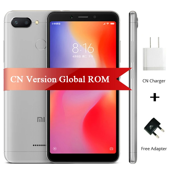 Смартфон Xiaomi Redmi 6 с глобальной прошивкой, 3 ГБ, 32 ГБ, Восьмиядерный процессор Helio P22, 12 Мп+ 5 МП, две камеры, 5,45 дюйма, 18:9, полный экран - Цвет: Grey