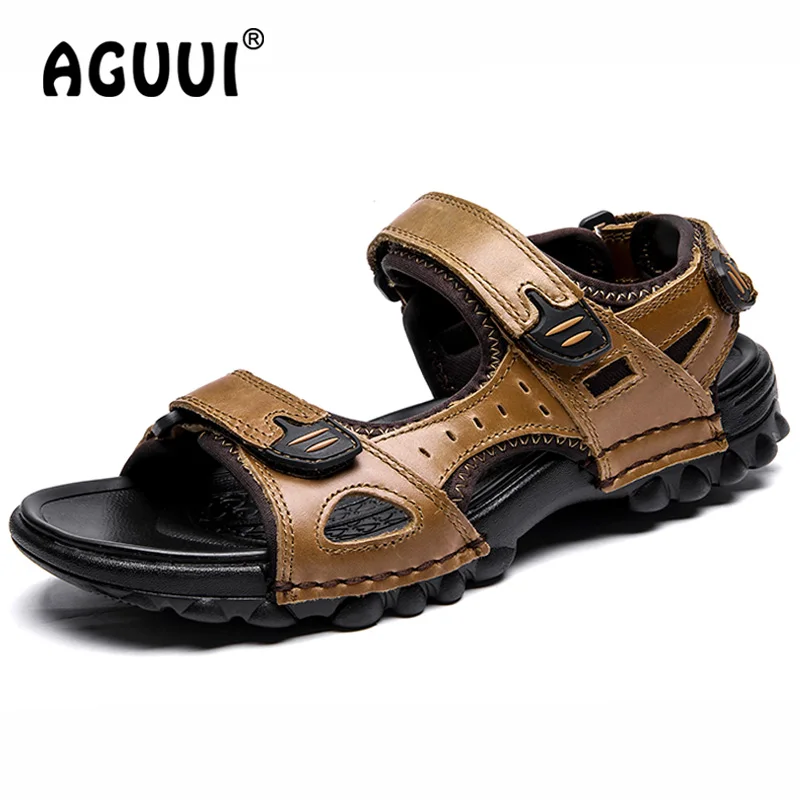 Сандалии мужские из воловьей кожи Нескользящие пляжные туфли для дайвинга и