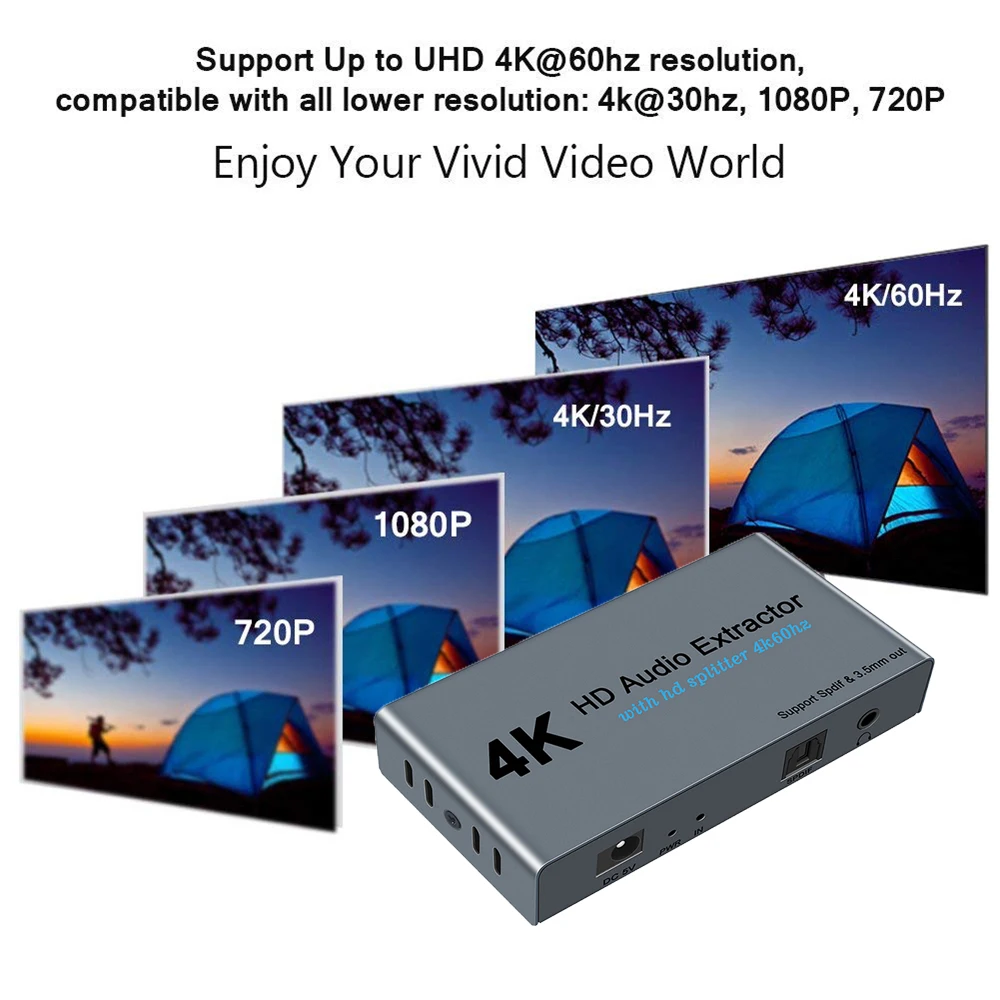 HDMI аудио экстрактор сплиттер 1X2 4K 60 Гц в оптический Spdif Toslink с и 3 5 мм стерео