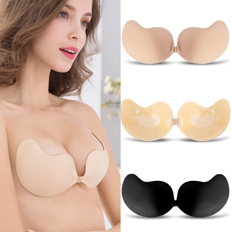 

New Sexy Strapless Backless Bra Super Push Up Invisible Non Slip Plus Size Sticky Bra Silicone For Women Self Adhesive Bra