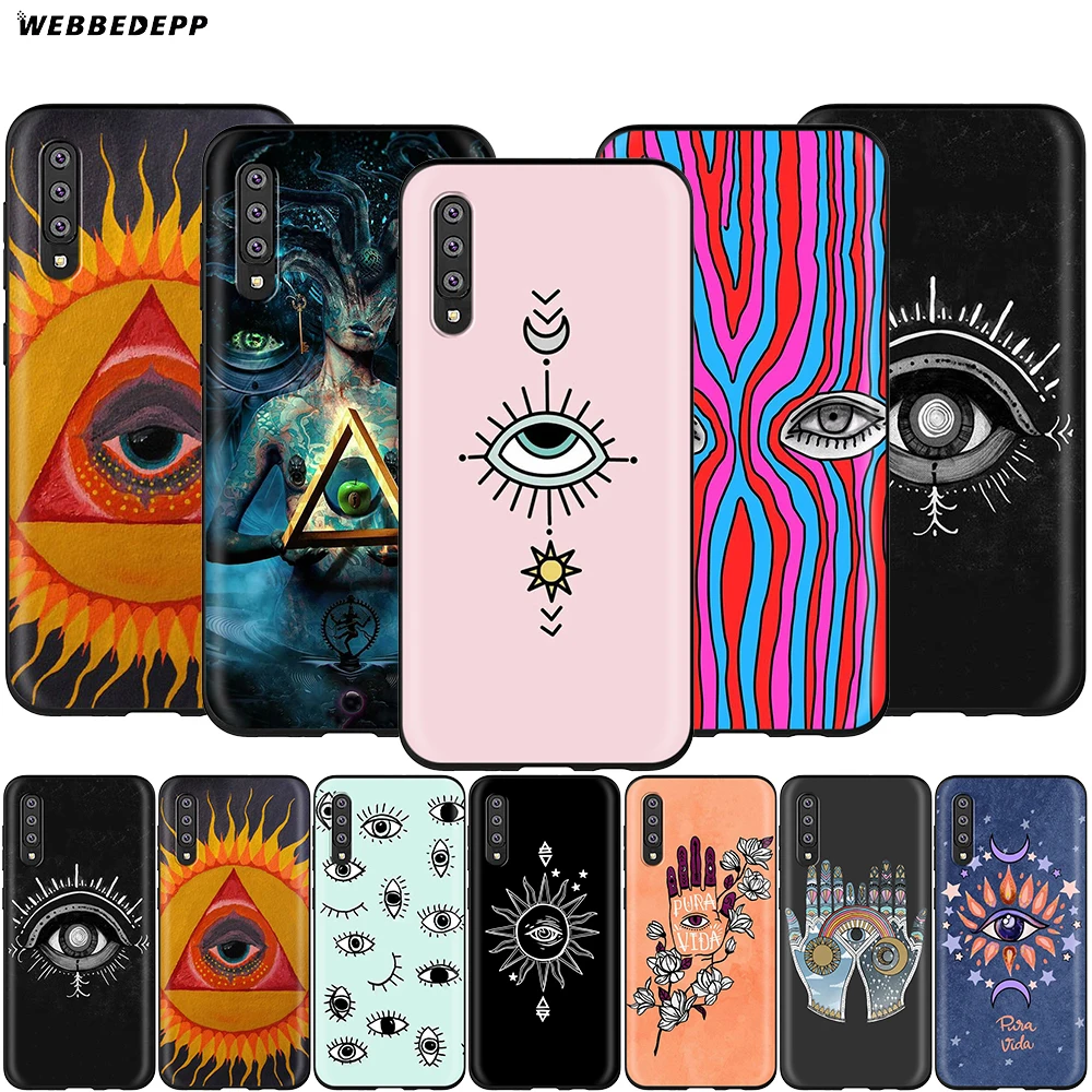 Webbedepp сусального золота с клипсами Дурной глаз: серо чехол для Samsung Galaxy A3 A5 A6 плюс A7