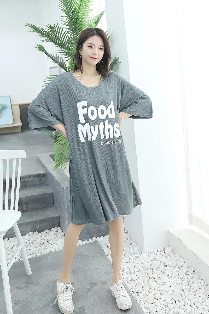 

Casual Plus Size Pregnant Women's Nightdress Round Neck Thin Section Letter Printing 2020 Spring Nightgowns Ladies Home Clothes