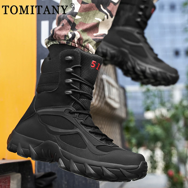 Man Tactical Military Boots Winter Boots Men Work Safty Shoes Special Force Desert Combat Army Boots Outdoor Ankle Hiking Boots