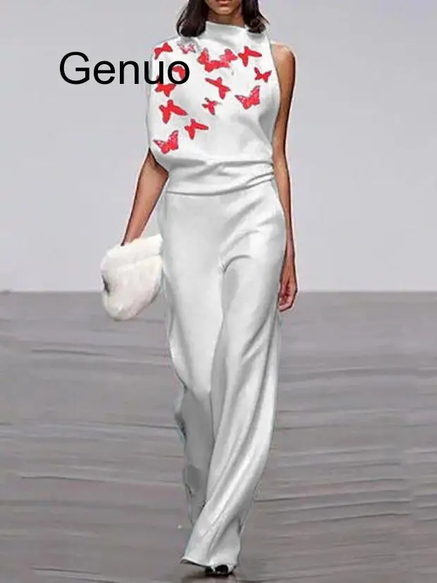 Женский комбинезон на одно плечо элегантный повседневный без рукавов с принтом