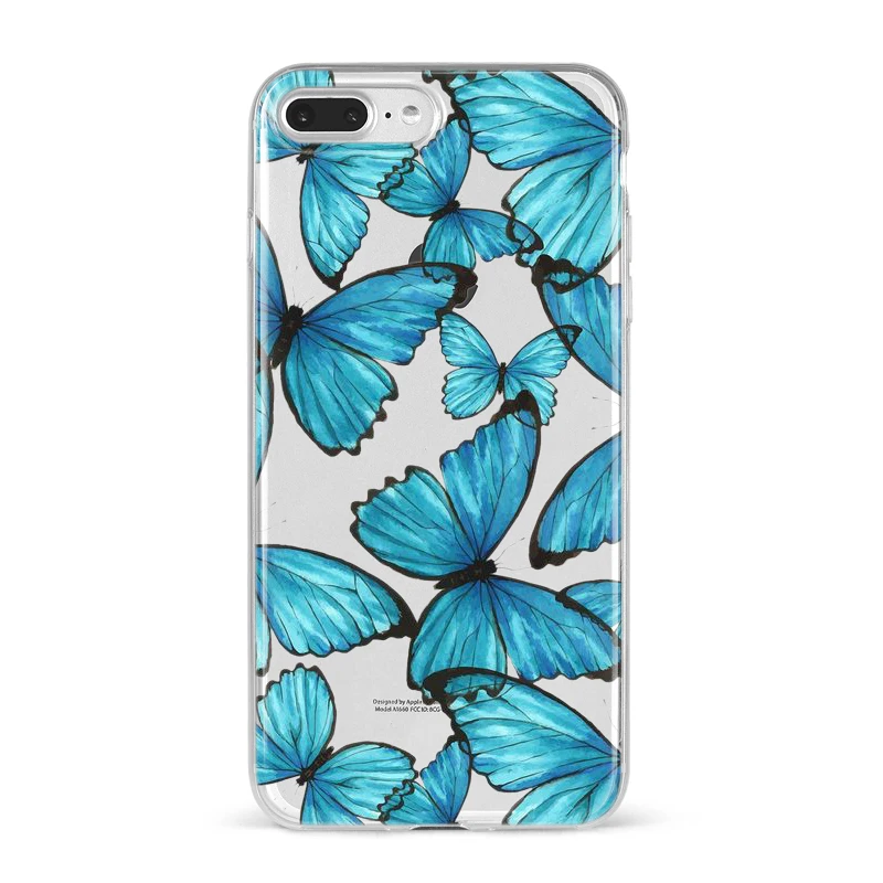 Милый чехол для телефона с голубыми бабочками iphone 11 12 Pro мини-Чехлы прозрачный