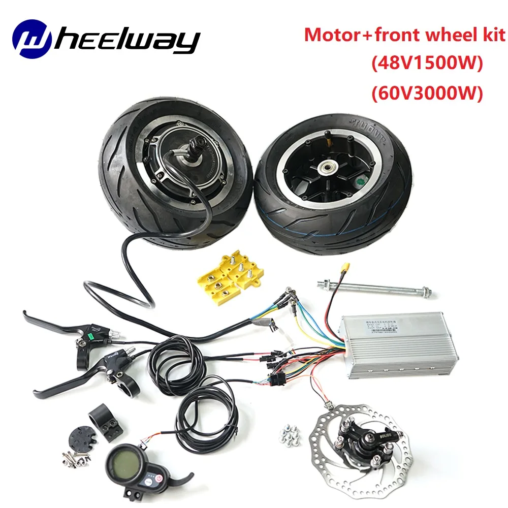 

10 inch scooter 37A controller brushless gearless kit with front wheel 48V 60V 1500W 3000W Bicicleta Electrica electric bike kit