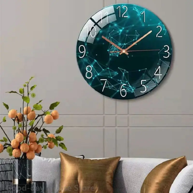 Nordic Style Wall Clock for Living Room 3D Golden Deer Household Fashion Glass Punch-free Light  Simple Quartz Silent Watch