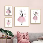 Настенный постер принцессы в скандинавском стиле для девочек, рисунок на холсте с цветами, рисунок балерины, картина для детской комнаты, домашний декор